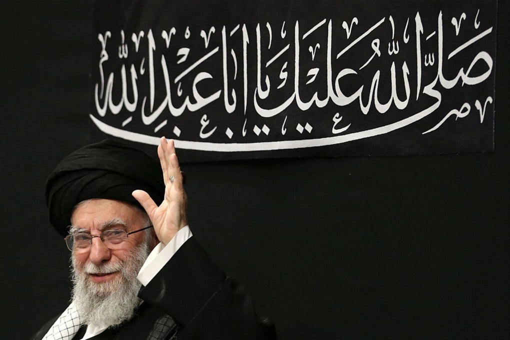 Iran’s Supreme Leader Ayatollah Ali Khamenei waves to the audience during a mourning ceremony in Tehran. Photo: Supreme Leader’s office via AFP