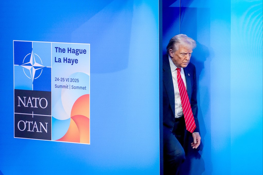 US President Donald Trump arrives to greet Mark Rutte, Secretary General of Nato, and Dick Schoof, Prime Minister of the Netherlands ahead of the Nato summit. Photo: dpa