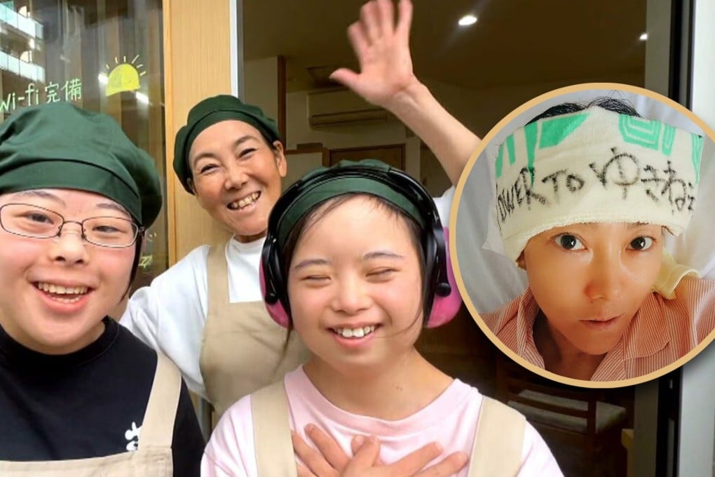 A Japanese woman opens a cafe following a terminal cancer diagnosis and hires disabled staff to inspire hope. Photo: SCMP composite/fnn.jp