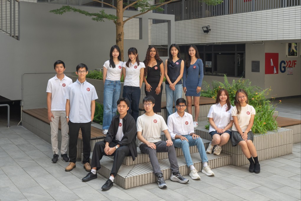 The ESF’s top scorers in the IB. 
(Seated, from left)  Zhu Baihan, Joshua Lee Wing-fung, Kush Zingade, Chloe Wong Sum-yin and Kristie Lo Ji-kiu. (Standing, from left) David Yuan, Isaac Hung Man-hei, Kelly Chak Hoi-lam, Sharon Sim Ai-xim, Yashasvini Agarwal, Ava Wong Wing-heng and Charmaine Lie Suet-lam. Photo: ESF