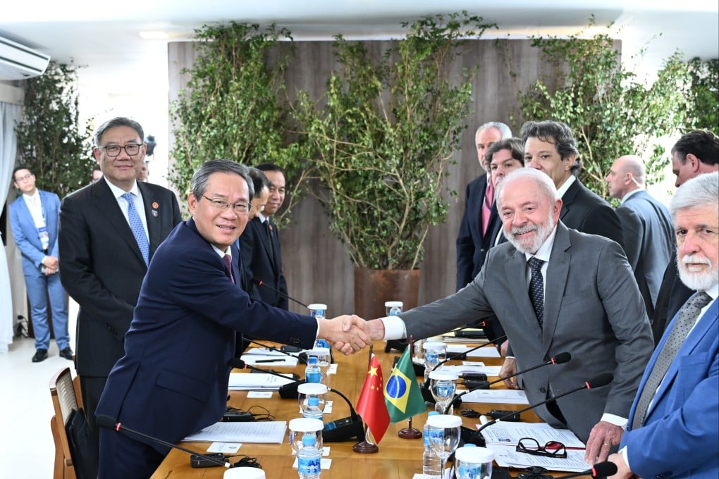 Chinese Premier Li Qiang with Brazilian President Luiz Inacio Lula da Silva in Rio de Janeiro, Brazil, on Sunday. Photo: Xinhua