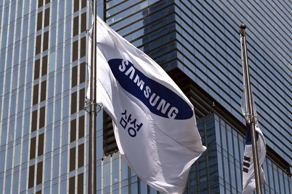 A Samsung flag flutters outside the company’s building in Seoul, South Korea. Photo: AFP