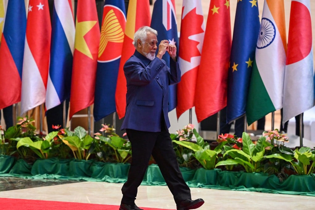 East Timor’s Prime Minister Xanana Gusmao gestures as he arrives to attend a gala dinner during an Asean summit in Vientiane, Laos, last year. Photo: Reuters