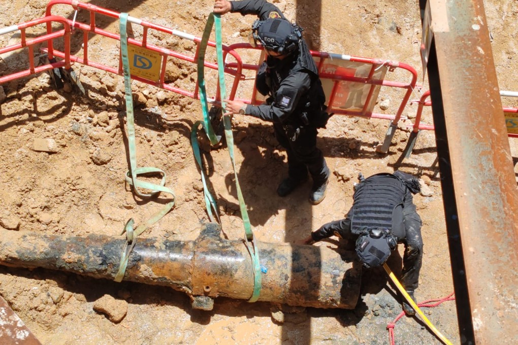 A cannon barrel has been found at a construction site on Mody Road. Photo: Handout