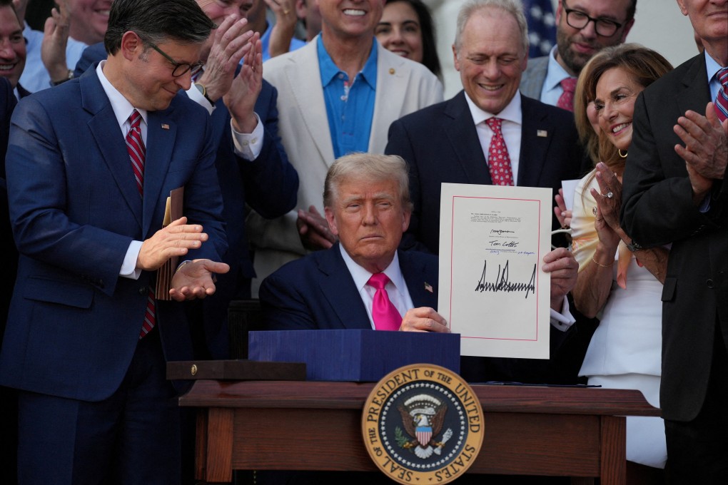 US President Donald Trump’s “big beautiful bill”, signed at the White House in Washington, US, on July 4, is expected to add US$3.4 trillion to the budget deficit over the next decade. Photo: Reuters