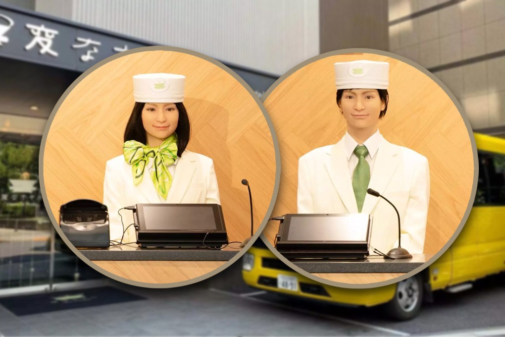 An online influencer from Argentina has been left shocked and amazed by a hi-tech Japanese hotel staffed by humanoid robots. Photo: SCMP composite/group.hennnahotel