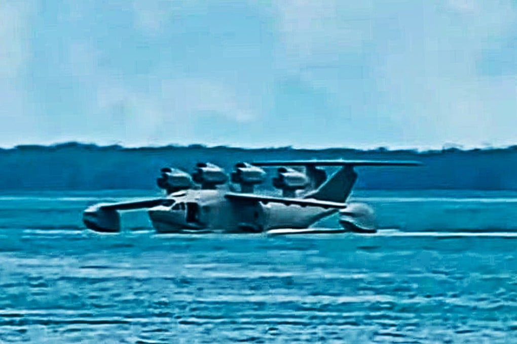 An image that appeared last week on Chinese social media purporting to show a large wing-in-ground effect craft flying just above the surface of China’s Bohai Sea. Photo: Handout