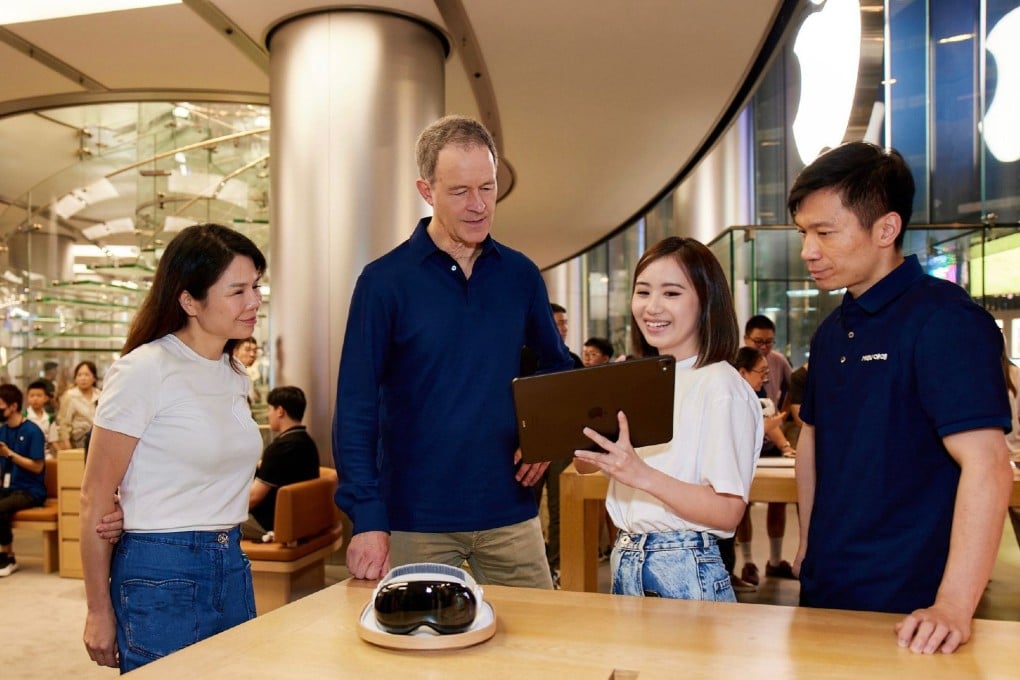 Apple chief operating officer Jeff Williams visits an Apple store in Shenzhen, China, in July 2024. Photo: Handout