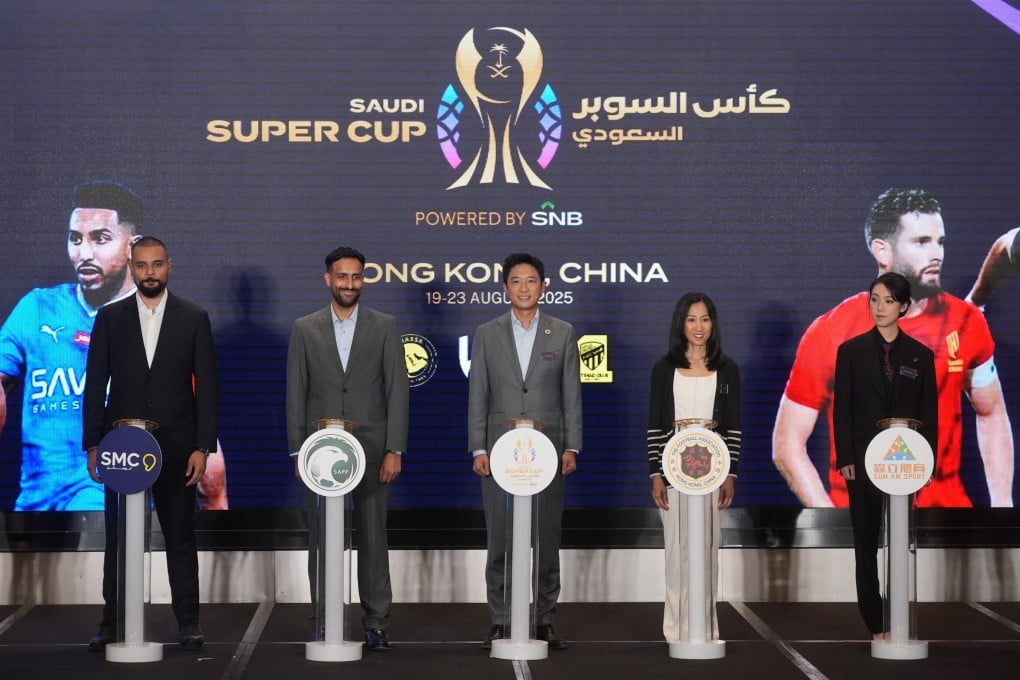 Eric Fok (third from left) attends the launch of the Saudi Super Cup in Hong Kong on Wednesday. Photo: Elson Li