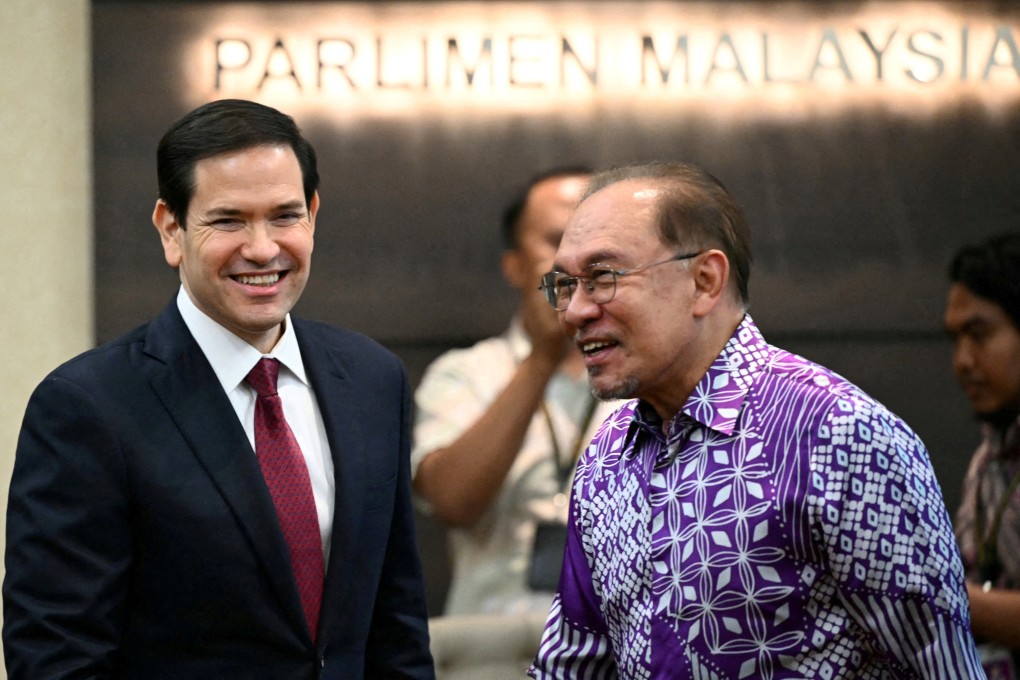 US Secretary of State Marco Rubio with Malaysia’s Prime Minister Anwar Ibrahim at the Prime Minister’s Office in Kuala Lumpur on Thursday. Photo: Pool via Reuters