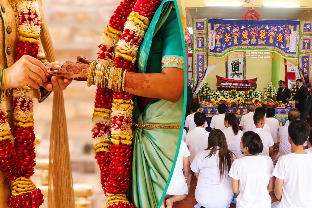 A Chinese family in Malaysia held a funeral at home at the same time their Indian neighbours hosted a wedding on the same street in a demonstration of communal harmony. Photo: SCMP composite/Shutterstock