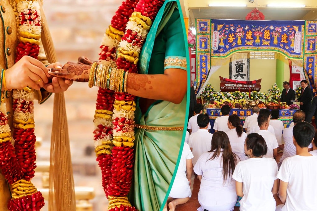 A Chinese family in Malaysia held a funeral at home at the same time their Indian neighbours hosted a wedding on the same street in a demonstration of communal harmony. Photo: SCMP composite/Shutterstock