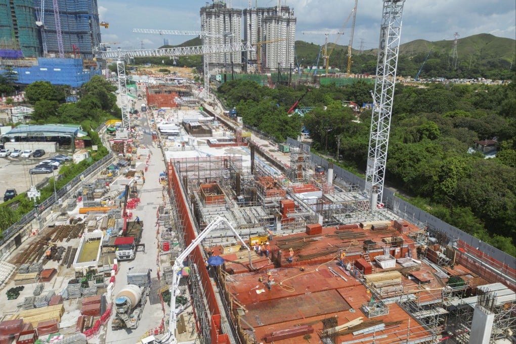 An aerial view of Kwu Tung MTR Station. The station is expected to be topped out by the end of this year and is scheduled for completion in 2027. Photo: Eugene Lee