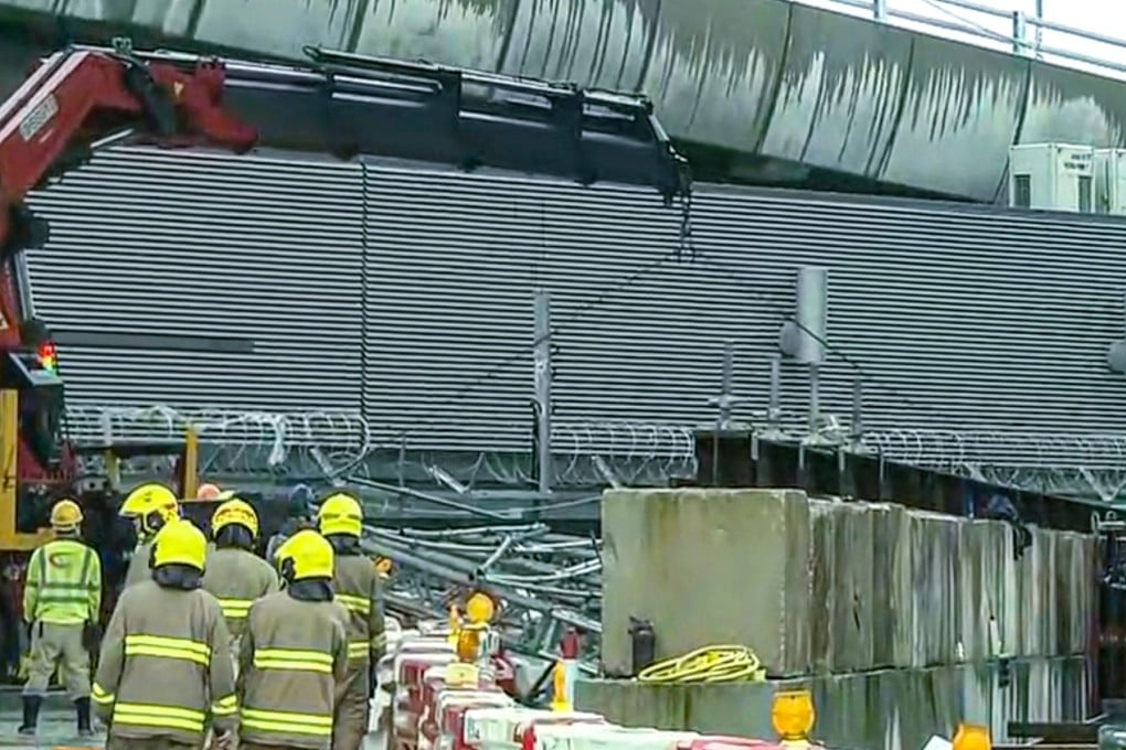 The fatal industrial accident occurred on Thursday afternoon near the border crossing of the Hong Kong-Zhuhai-Macau Bridge. Photo: Now TV news