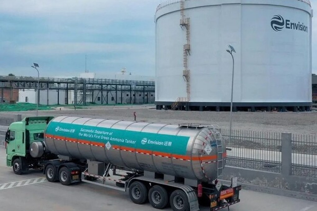 A truck carrying green ammonia leaves Envision’s facility in Inner Mongolia. Photo: Handout