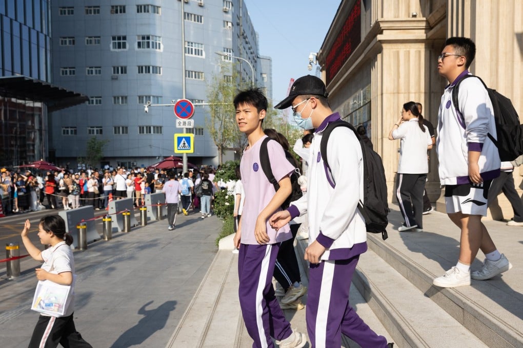 High school students leave their school after finishing the National Higher Education Entrance Examination in Beijing on June 10. Photo: EPA-EFE