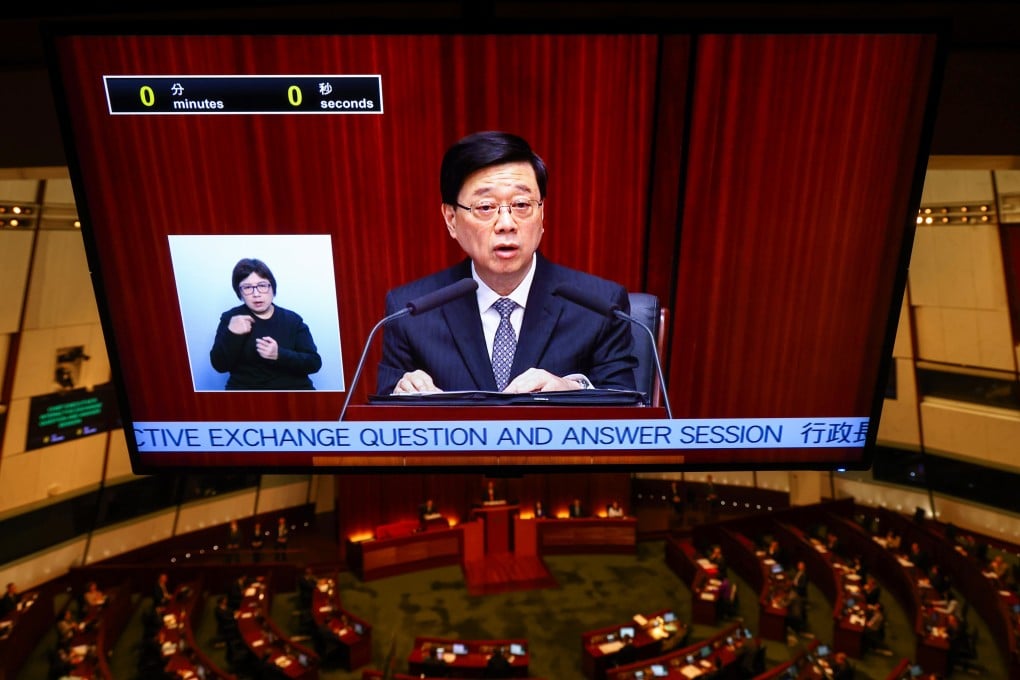 Chief Executive John Lee Ka-chiu attends a question and answer session in the Legislative Council chambers in Admiralty on May 29. Photo: Dickson Lee