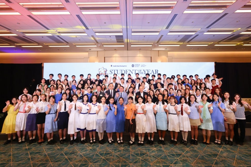 Winners and nominees of the Student of the Year Awards gather at the Hong Kong Convention and Exhibition Centre on Saturday. Photo: Dickson Lee