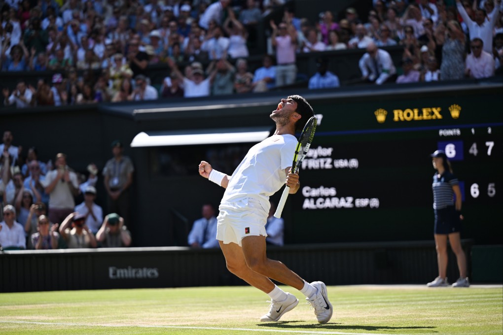 Carlos Alcaraz celebrates after beating Taylor Fritz in the semi-finals. Photo: Xinhua