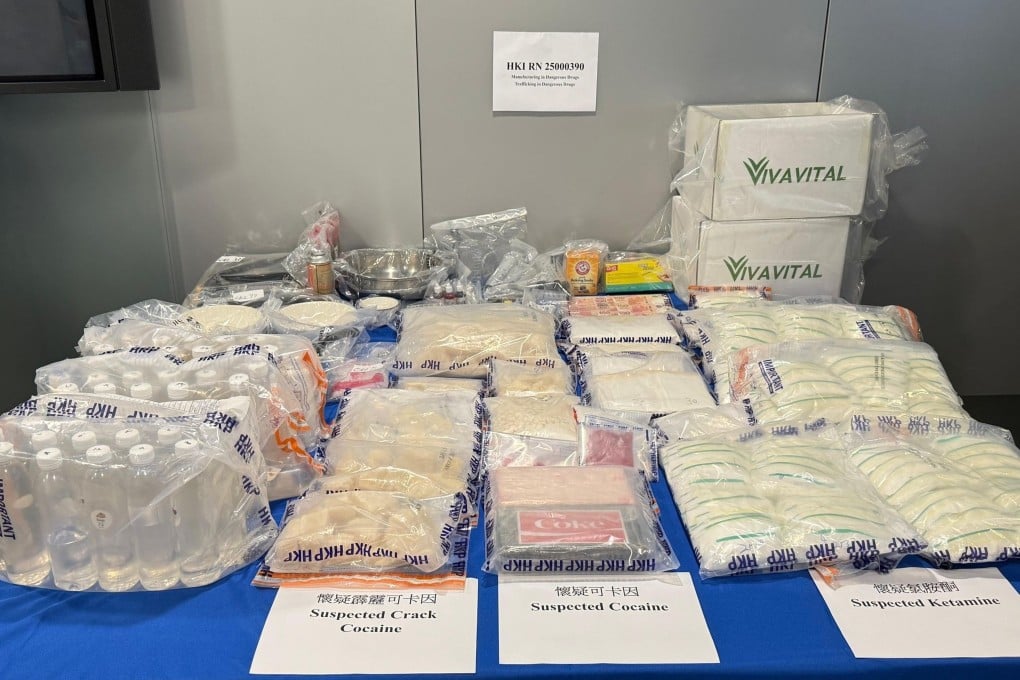 Police have arrested a 58-year-old man for alleged trafficking and producing dangerous drugs in a flat in To Kwa Wan. Photo: Handout