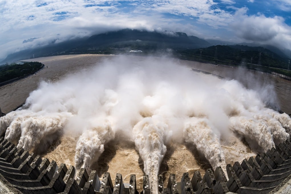 Water gushes out from the Three Gorges Dam through nine of its flood discharge gates to spare more capacity for incoming floods from upper reaches of the Yangtze River, in central China’s Hubei Province, July 15, 2024. Photo: Xinhua