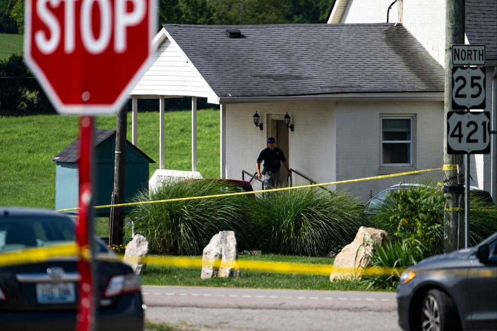Police assess the scene after a shooting at Richmond Road Baptist Church on Sunday in Lexington, Kentucky. Photo: Getty Images / AFP
