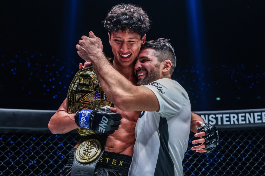 Highly rated Nabil Anane (left) celebrates with coach Mehdi Zatout. Photo: ONE Championship