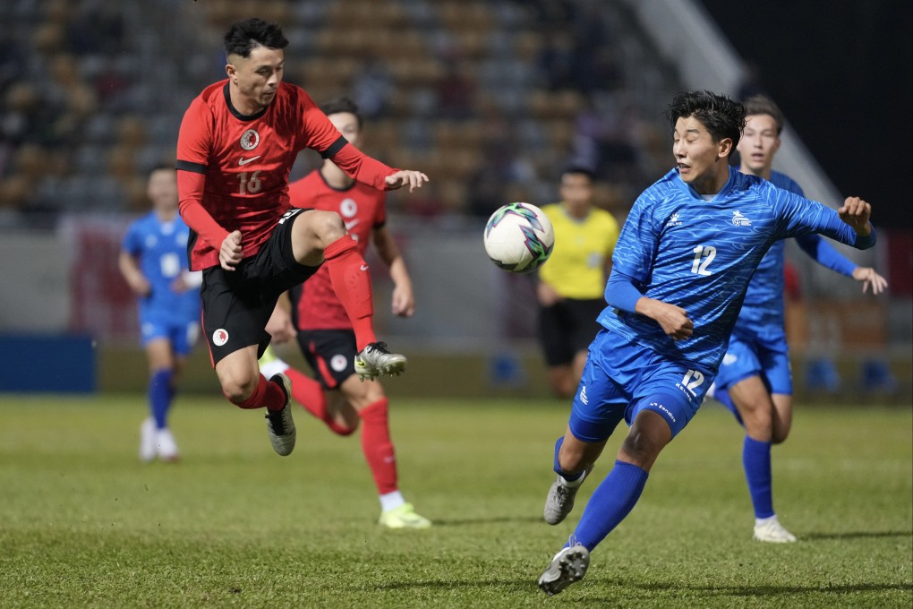 Chan leaps into action during Hong Kong’s victory over Mongolia in December last year. Photo: Sam Tsang
