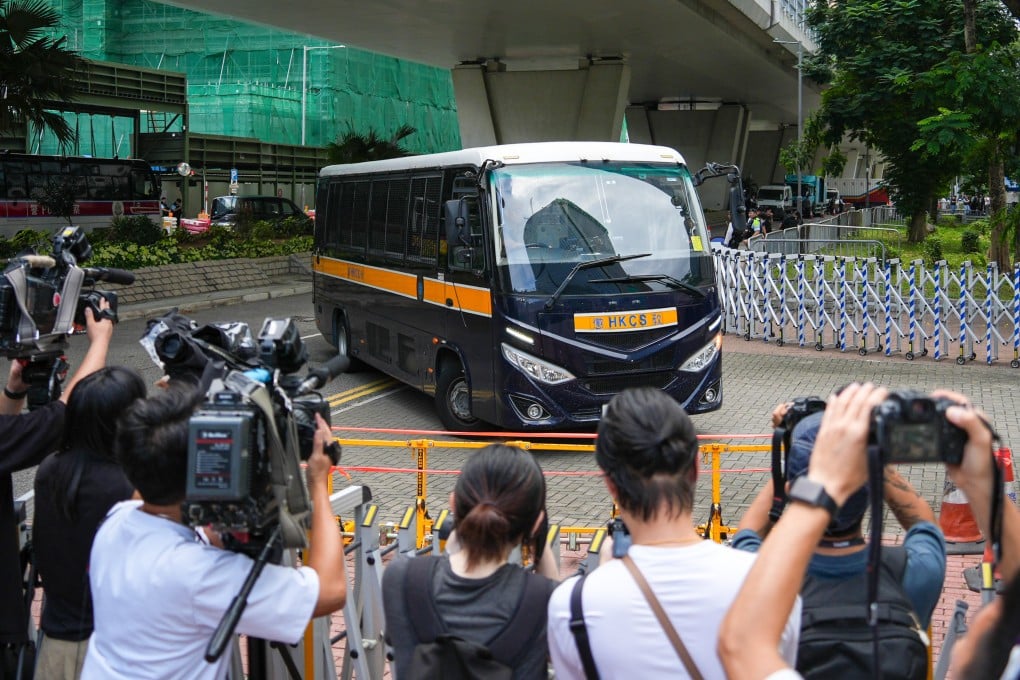 More than 100 police officers were stationed at West Kowloon Court for the first oral hearing in the case’s appeal proceedings. Photo: Eugene Lee