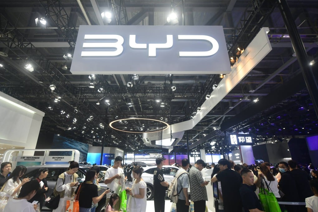 BYD’s booth at a car show in Hangzhou in Zhejiang province. Photo: Feature China/Future Publishing via Getty Images