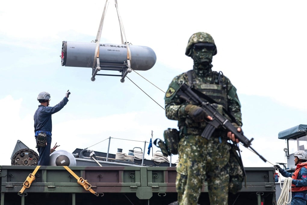 Naval mines were the main feature as Taiwan’s military broadcast a weapons deployment on Monday. The live stream was shown for the first time to boost public confidence and showcase operational readiness. Photo: AFP