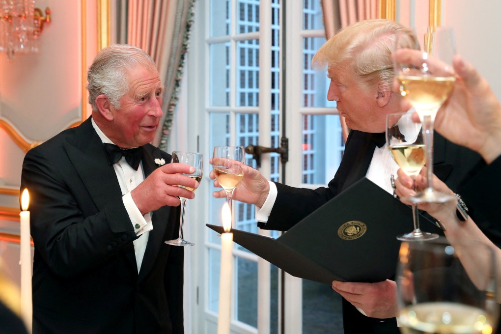 US President Donald Trump, right, and Prince Charles, now King Charles, during Trump’s state visit in London in June 2019. Photo: Pool via Reuters