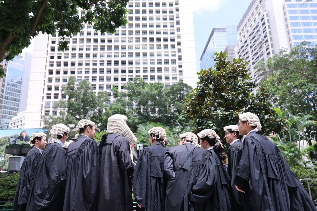 Legal practitioners gather after the ceremony for the admission of Senior Counsel at the Court of Final Appeal Building on June 7. Photo: Nora Tam