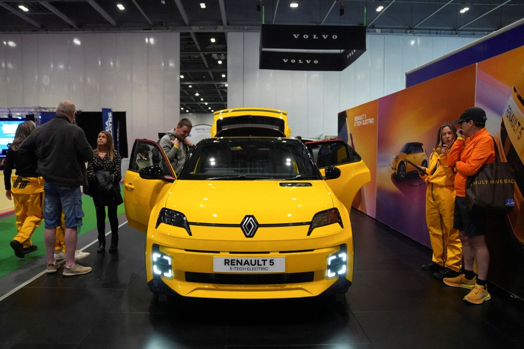 A Renault electric car on display at the Everything Electric, the Home Energy & Electric Vehicle Show, in London in April. Photo: Reuters