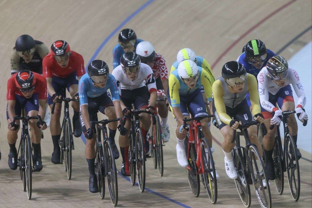 Chu Tsun-wai (fourth from left) is among the Hong Kong cycling medal hopes for this year’s National Games. Photo: Jonathan Wong