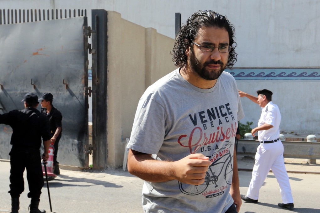 Egyptian activist Alaa Abdel Fattah in Cairo, Egypt in 2014.  Fattah’s mother, Laila Soueif, has ended a 10-month hunger strike protesting against her son’s imprisonment. Photo: EPA