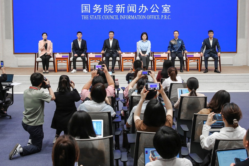 Wang Xingxing, founder of Chinese robotics company Unitree, called for greater international collaboration in the robotics sector during a press conference (pictured) on Tuesday, saying a state of “shared global prosperity” is achievable. Photo: Handout