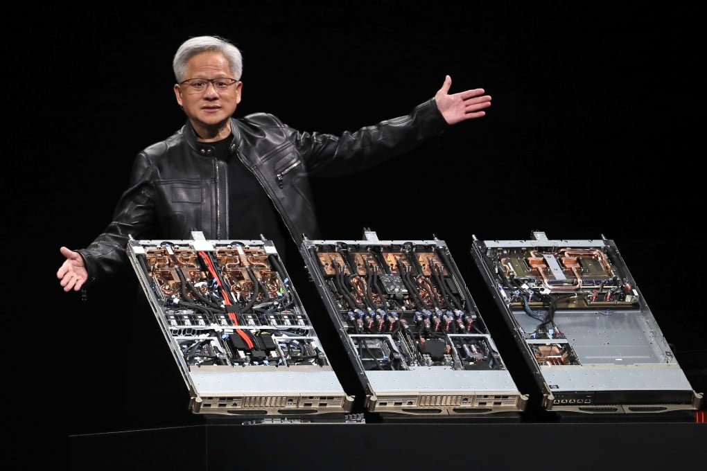 Jensen Huang, Nvidia’s co-founder and CEO, delivers a speech at the Computex exhibition in Taipei in May. Photo: AP