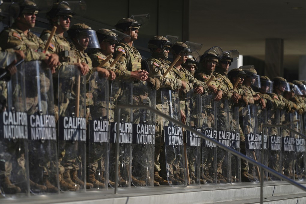 California National Guard at the Federal Building in downtown Los Angeles in June. Photo: AP