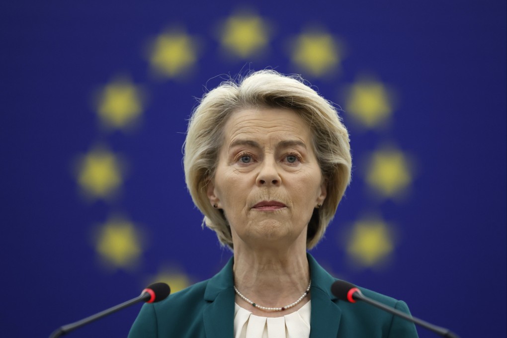 European Commission President Ursula von der Leyen speaks during preparation for the EU-China summit at the European Parliament in Strasbourg, France, on July 8. Photo: EPA