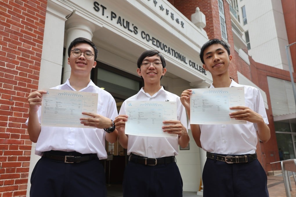 Top scorers Norris Kung, Calvin Wong and Adrian Jung outside St Paul’s Co-educational College. Photo: Edmond So