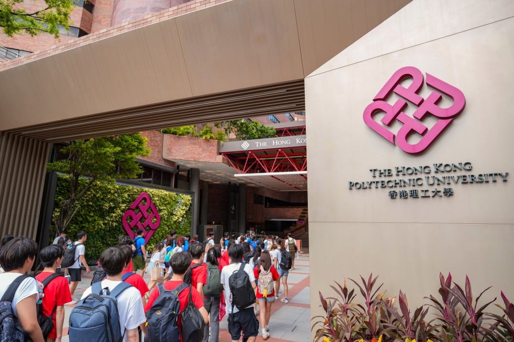 Students enter the Polytechnic University campus in Hung Hom. Photo: May Tse