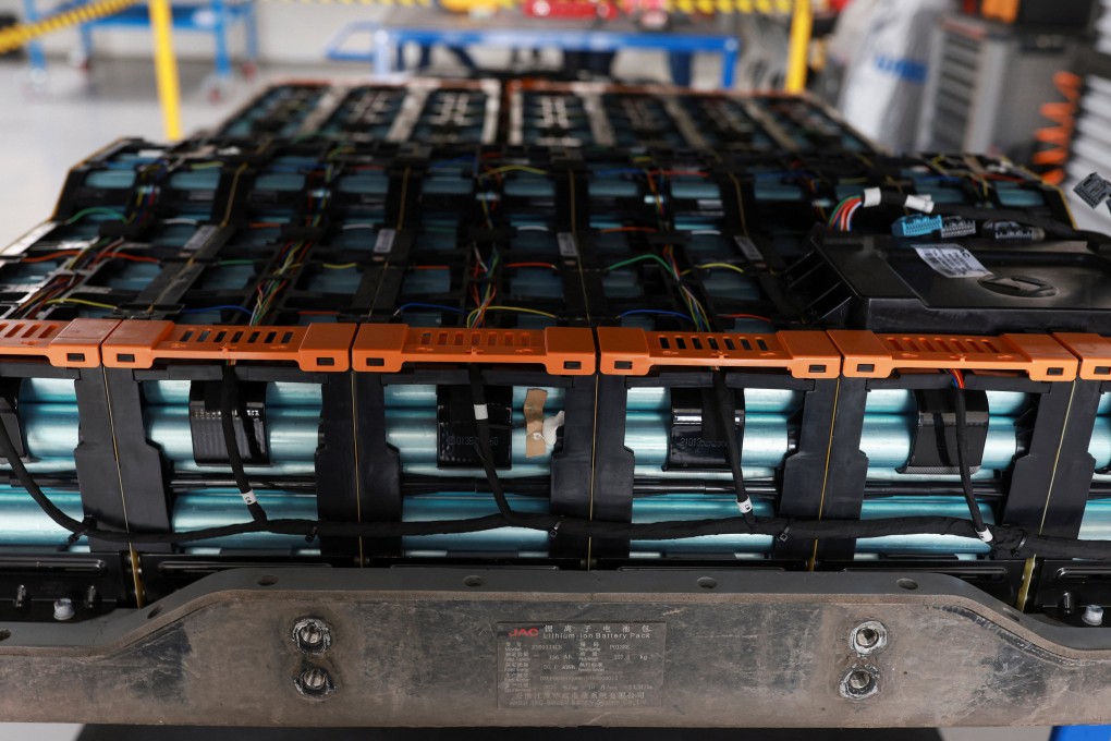 A lithium-ion battery pack at Chinese carmaker JAC Motors’ factory in Ciudad Sahagun, Mexico, last month. Photo: Reuters