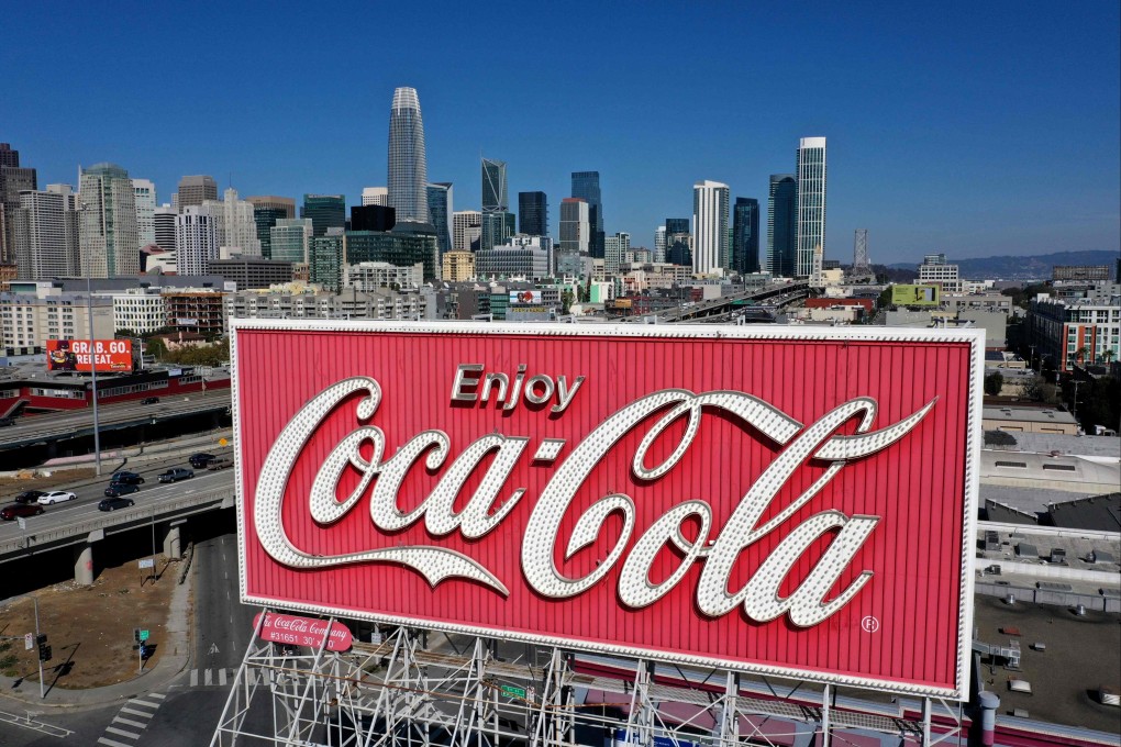 A Coca-Cola sign is seen in San Francisco in October 2020. Photo: AFP