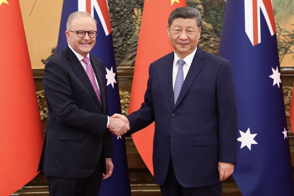 Australian Prime Minister Anthony Albanese (left) shakes hands with President Xi Jinping at the Great Hall of the People in Beijing on July 15. Photo: EPA