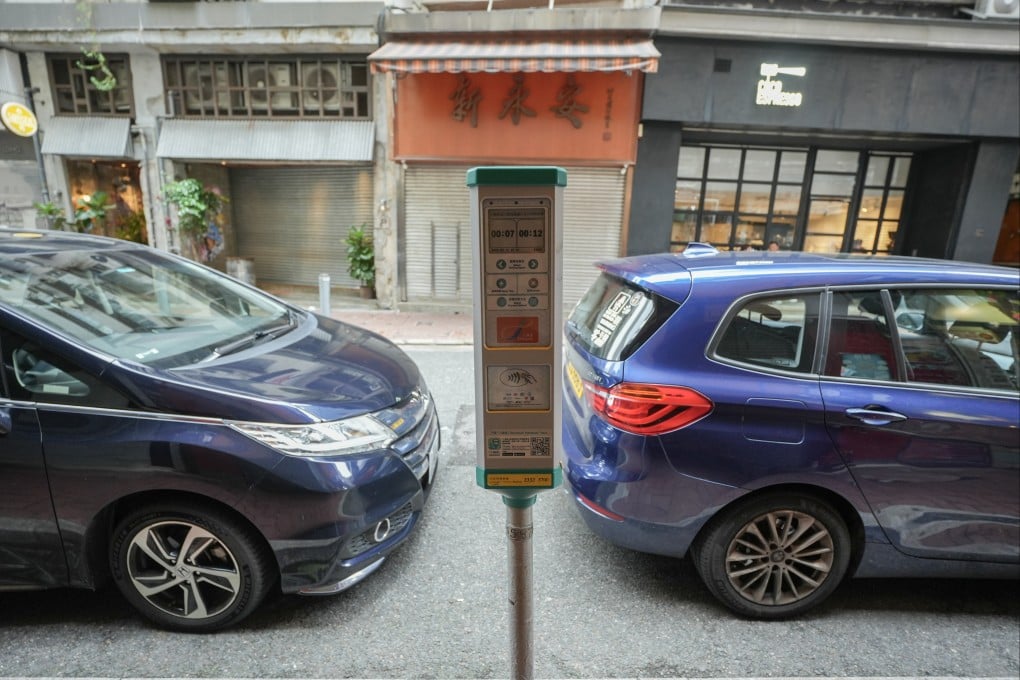 Cars parked along the street in metered bays in Sheung Wan on June 15. Photo: Sun Yeung