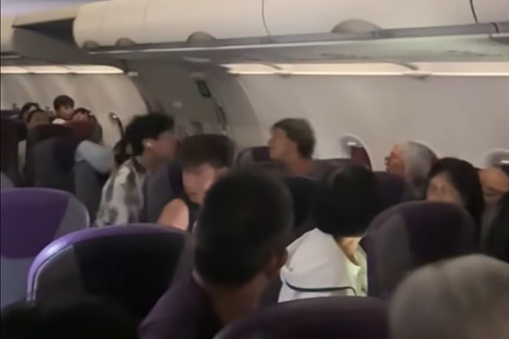 The argument between a woman and a man on the flight was captured on video and widely shared on social media platform RedNote. Photo: Handout