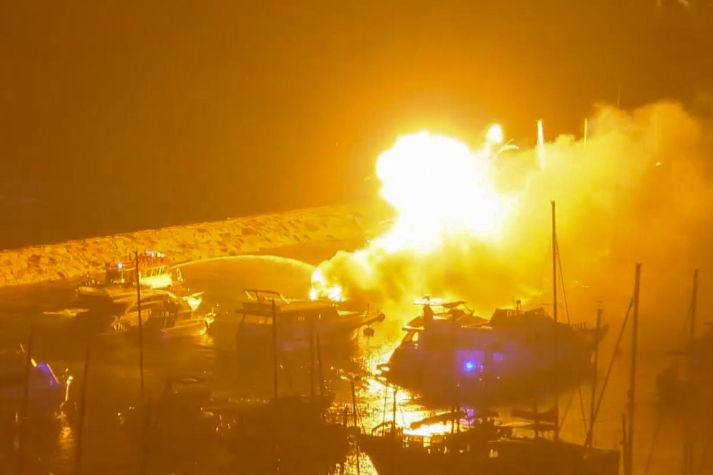The fire started in a speedboat and spread to two other boats. Photo: Cable TV News