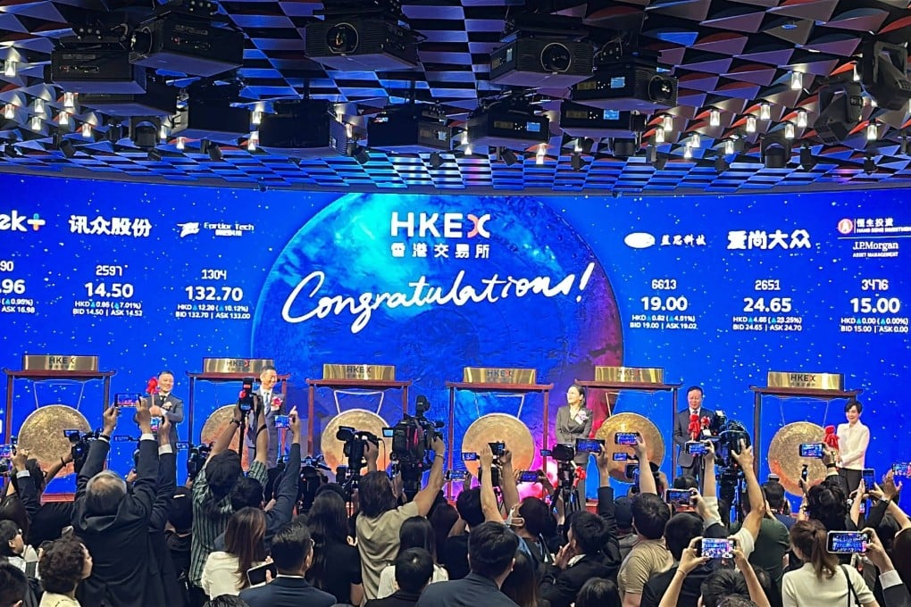 Hong Kong’s stock exchange marked its busiest day of the year on July 9 as five companies made their trading debuts. Photo: Aileen Chuang