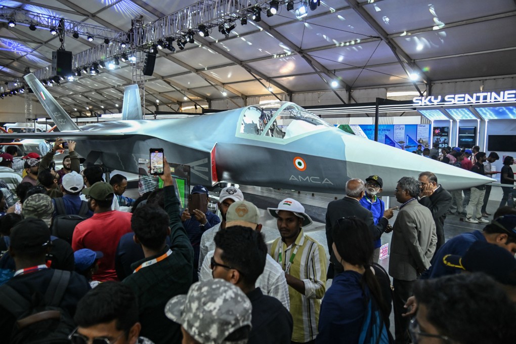 India’s Advanced Medium Combat Aircraft (AMCA) aircraft on display at an exhibition in Bengaluru in February. Photo: AFP